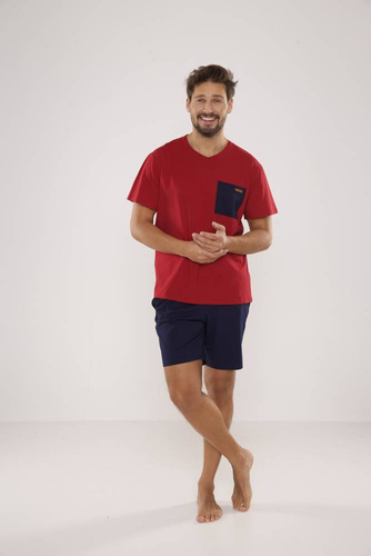 Piżama Męska 646 Kevin De Lafense - bordo