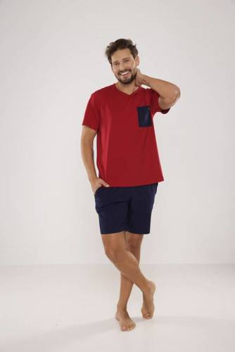 Piżama Męska 646 Kevin De Lafense - bordo