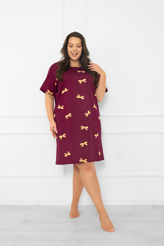 Italian Fashion Kwadro – koszula nocna damska bawełniana z krótkim rękawem