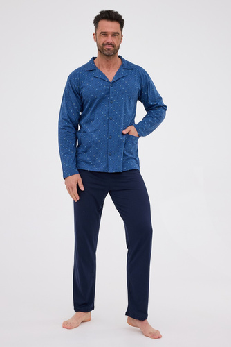 Rozpinana piżama męska 114/78 Cornette | Klasyka z kołnierzykiem i kieszeniami