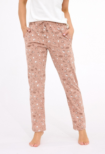 Damskie spodnie do spania Cornette 690/46 – bawełna, kieszenie, luźny krój