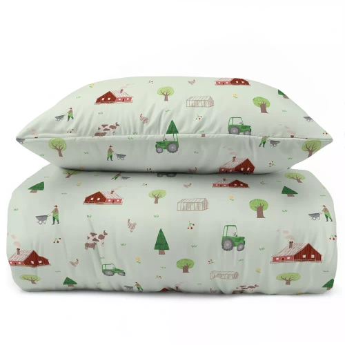 Pościel dziecięca bawełniana 5441 A Farma Detexpol miętowy 