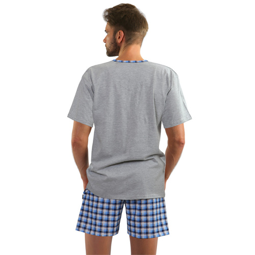 Bawełniana piżama męska, krótki rękaw i spodenki Jasiek Sesto Senso - jasny melanż 