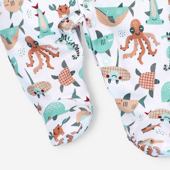 Pajacyk z bawełny organicznej Morskie Zwierzątka Nini druk