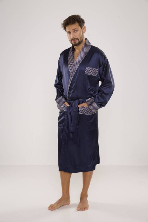 940 Satyna szlafrok męski Forex - granat