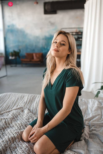 Bambusowa koszula nocna ciążowa i do karmienia Moon Milk&Love butelkowa zieleń