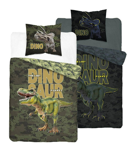 Pościel bawełniana świecąca w ciemności dinozaur 4030 A Fluo 133 Detexpol  