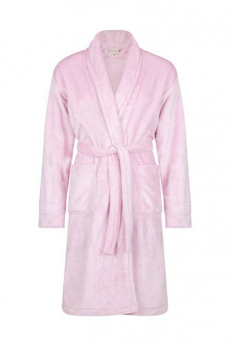 Szlafrok damski polarowy Queen + Korona ByShelly - jasny róż/złoty