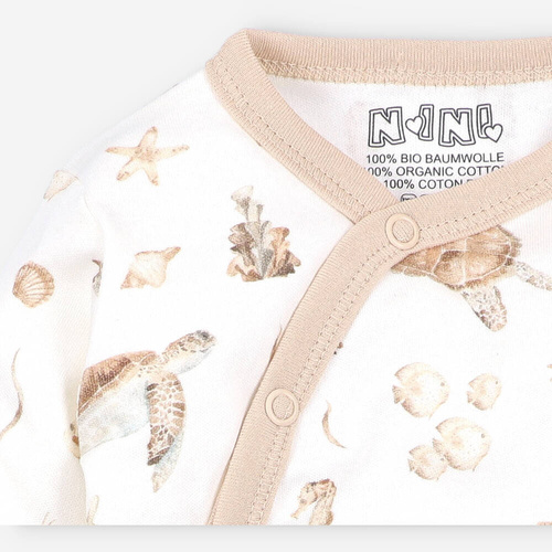 Body kopertowe z bawełny organicznej Turtles Nini druk