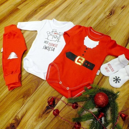 K1 Zestaw świąteczny 2xbody, spodnie, skarpetki Moocha 