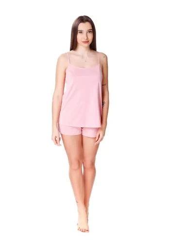 Piżama damska na ramiączkach 86463 Kamelia Mewa ciemny różowy