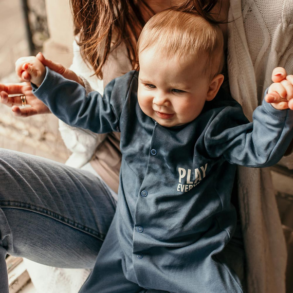 Pajac niemowlęcy ze stópkami Jump Eevi - niebieski