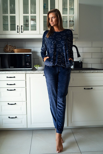 Komplet Damski dł. rękaw, dł. spodnie Eliksir Italian Fashion granat