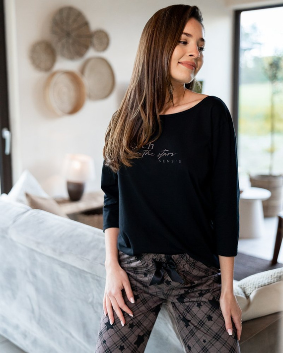 Sensis Piżama damska Reach For The Stars - czarny-brązowy