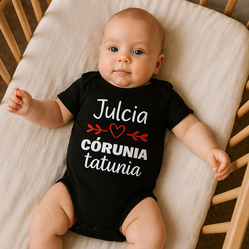 "Córunia tatusia z imieniem" body długi rękaw Moocha czarny