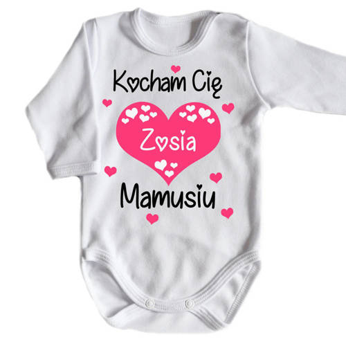 Body długi rękaw "Kocham Cię Mamusiu z imieniem dziecka" Moocha biały