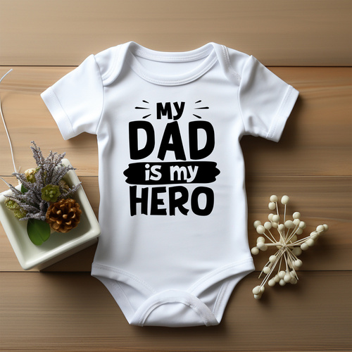 Body krótki rękaw "My dad is my hero" Moocha biały
