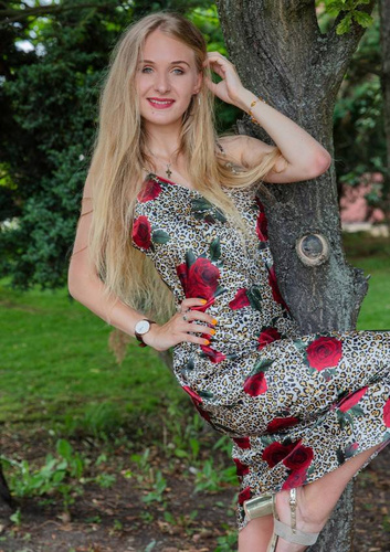 Długa halka satynowa Flowers  DKaren - DK-HI6 ecru