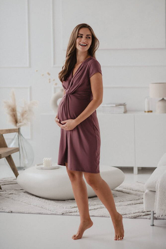 sukienka ciążowa i do karmienia krótki rękaw Loop Milk&Love  rose brown 