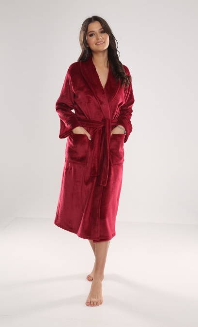 Długi Szlafrok damski 628 Abigail Forex - bordo