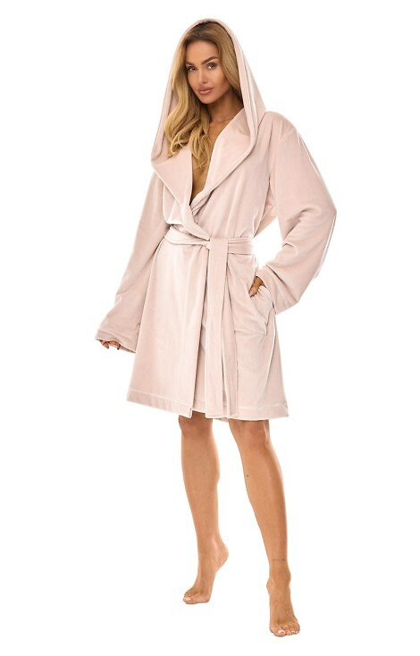 Luna 2509 angora – szlafrok damski z kapturem L&L | Komfort i kobiecy styl