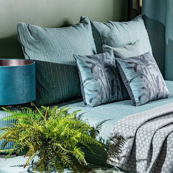 Pościel z ozdobnymi przeszyciami Montenegro 8 Eurofirany jasnozielony