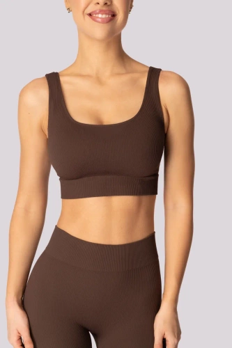 Top biustonosz sportowy Ribbed prążek Mona caffe