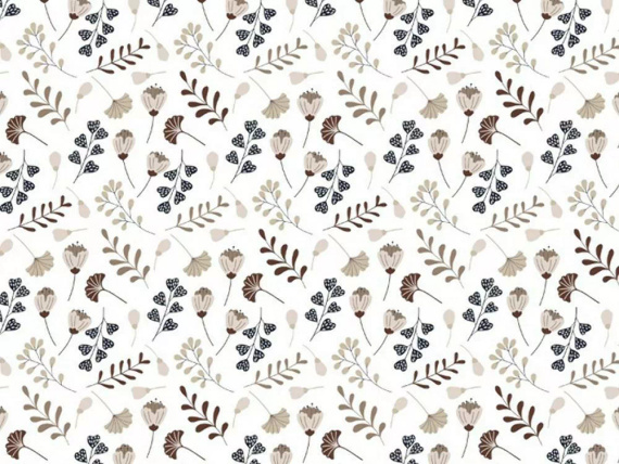 Komplet pościeli bawełnianej Classic E24 Karo 614N biała brązowa listki gałązki – 100% bawełna, mocny splot, 2 elementy