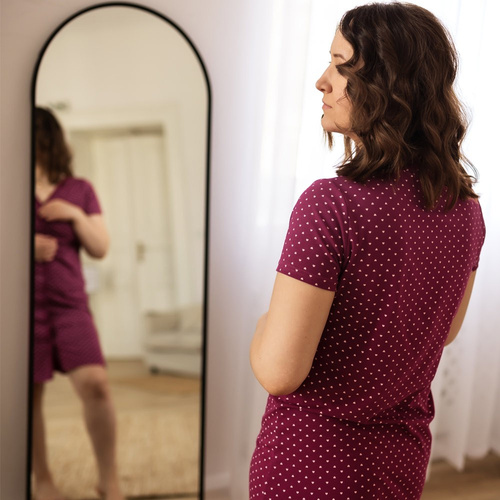 Koszula Nocna ciążowa i do karmienia Mary  Eevi- bordowa w serca