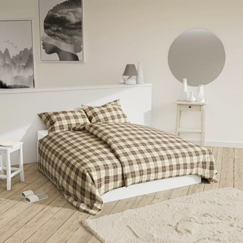 Pościel bawełniana Krata Spod Igły i Nitki beżowy