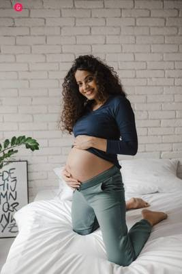 Bluzka do karmienia i ciążowa z dekoltem w serek Milk Shirt poseidon