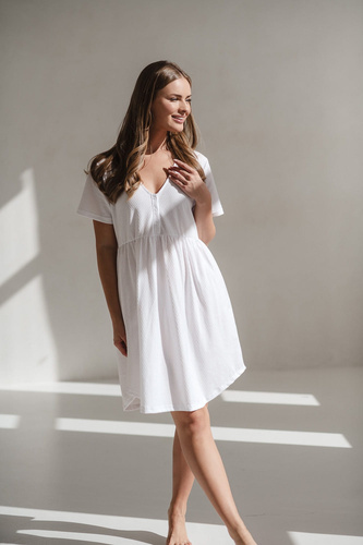 Koszula nocna ciążowa i do karmienia Aurora Milk&Love biały 