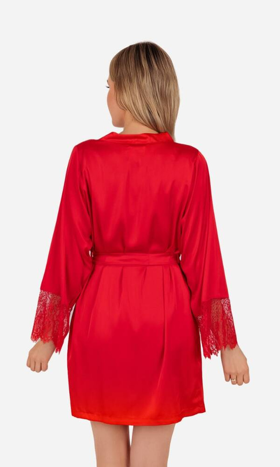 Szlafrok damski satynowy Patricia ByShelly - czerwony