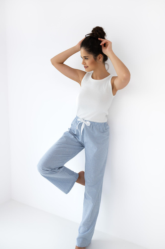 Piżama Damska Dagna Sensis - śmietankowy niebieski