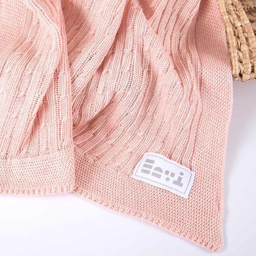 Bawełniany Kocyk dziany Eevi- łososiowy