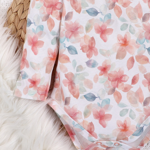 Body z bawełny organicznej Kolorowe kwiatki Nini druk