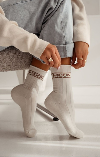 0071-009 Unique Skarpety damskie Milena ecru – bawełniane, półfrotte