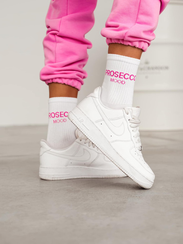 0200-159 Prosecco Skarpety damskie Milena - biały różowy napis