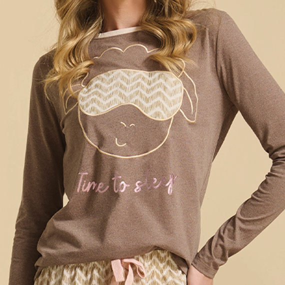 Deborah Sorbetto – piżama damska brązowa z owieczką Sweet Dreams