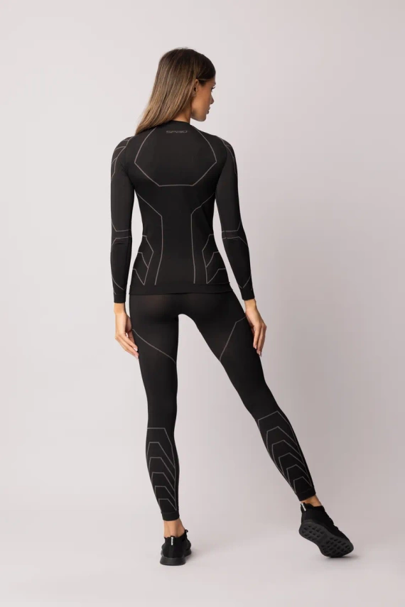 Bluzka damska sportowa Rapid długi rękaw Spaio black/grey