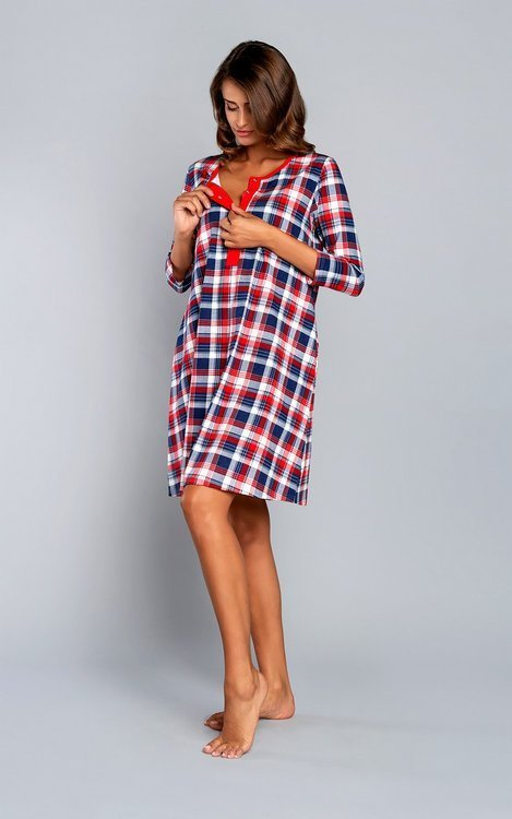 Rugia koszula nocna ciążowa i do karmienia rękaw 3/4 Italian Fashion- czerwona