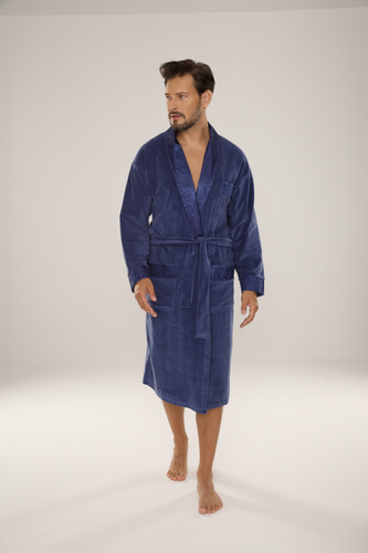 De Lafense Noble 868 – szlafrok męski welurowy elegancki, praktyczny, wygodny, jeans