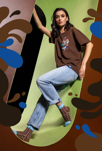 Skarpety unisex U04.WED Wedel Gatta - milky choco 02/13E