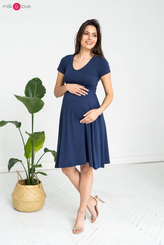 Sukienka ciążowa i do karmienia Mommy Chic Milk&Love granatowy