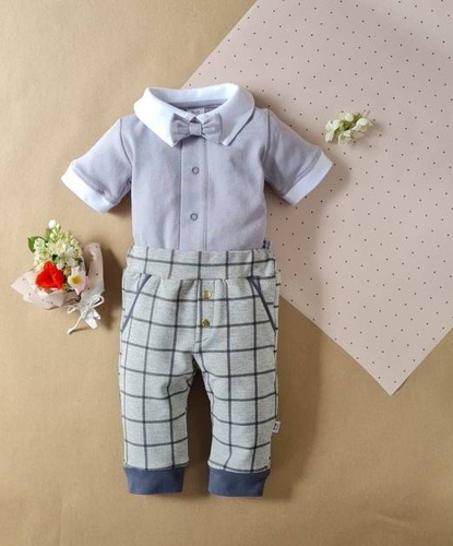 Body z krótkim rękawem 045KR Little Gentleman Marija - szary