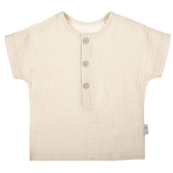 Muślinowa bluzka z krótkim rękawem 207252 Nicol- beżowy