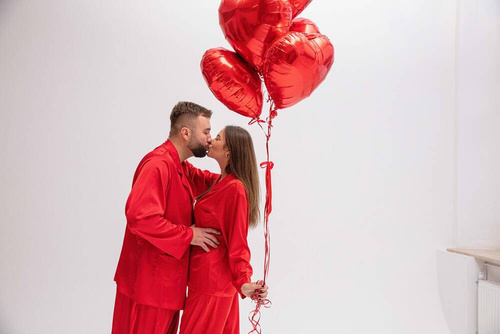 Komplet satynowy Lukas - czerwony