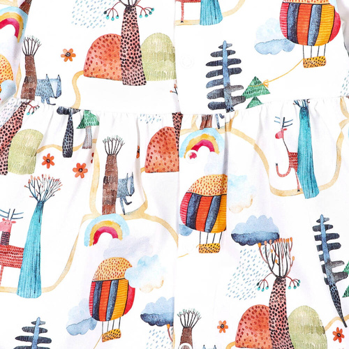 Sukienka z bawełny organicznej Kolorowy Las Nini druk