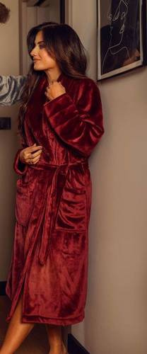 Szlafrok damski polarowy Elen ByShelly - bordowy