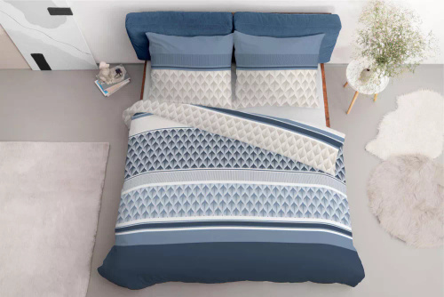 Pościel z mikrofibry geometria 5028 A Detexpol niebieski